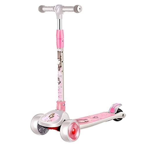 Scooter : EURYTKS stunt scooter, Scooter voor jongens en meisjes, 4-wiel kinderstep, peuterscooter met verstelbare hoogte, step, step voor peuters van 3-10 jaar, knipperende wielen, antislip dek, Pink