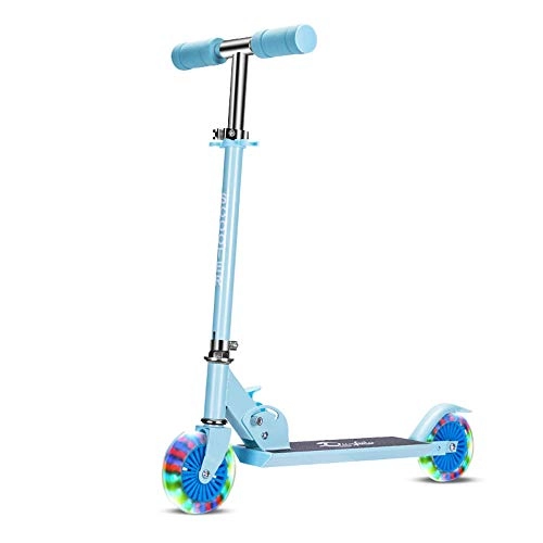 Scooter : Fitness Equipment 2 Wheel Adjustable Height Scooter With LED Light Up Wheels for Home Gym (Color : Blue)