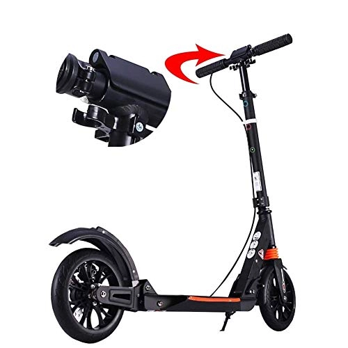 Scooter : Foldable Adult Kick Scooter Unisex With Aluminum alloy two-wheeled scooter, Black Disc Brakes Adjustable Height Support 150KG Weight