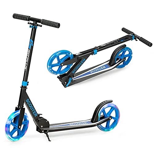 Scooter : Foldable and Adjustable Kick Scooter with 2 Big Wheels and LED Lights