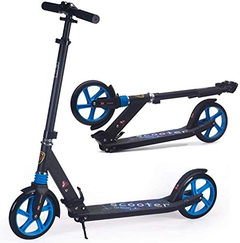 Scooter : Folding Adult Kick Scooter with Big Wheels - Unisex Black Commuter Scooter with Front Suspension, Adjustable Height - Supports 220 lbs