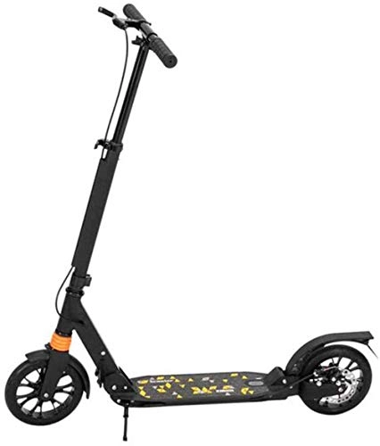 Scooter : Folding Kick Scooter, Light Weight Aluminum City Scooter with Two Big Wheels, 3 Heights Adjustable Street Scooter, Shock Absorption Mechanism, Black
