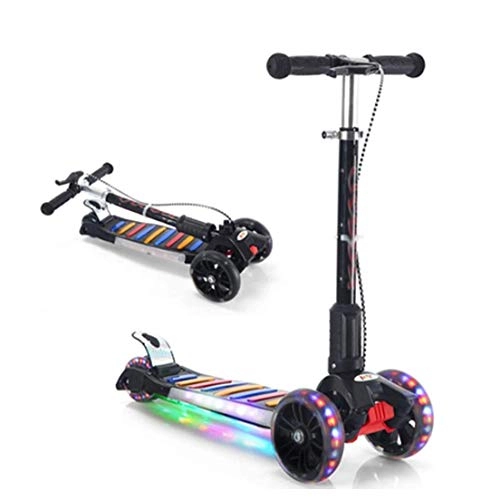Scooter : FUJGYLGL 3 Wheel Scooter Boys Girls Scooter Handbrake 3 Wheel Scooter Easy to Fold Kick Scooter Big Wheel with Musical Lighting Suitable for 1-6 Years Old Kid Birthday Gifts (Color : B)