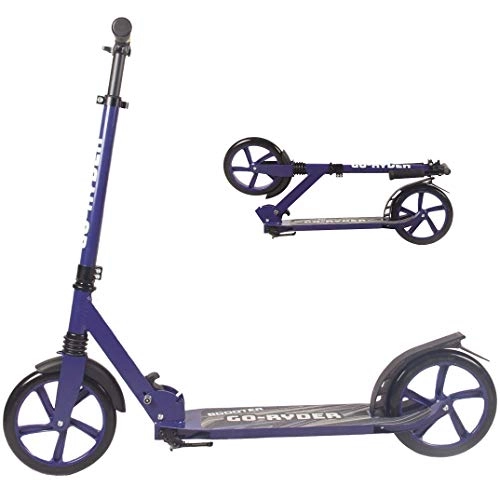 Scooter : GO-RYDER Large 9 inch Wheel Kick / Push Scooter for Adults & Teens > Easy Folding > Adjustable Handlebars > Dual Suspension