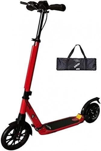 Scooter : HAO KEAI Kick Scooters for Teens / Adults Scooters Adult Adult Kick Easy Folding - Lightweight Kick With Disc Hand Brake 200mm Big Wheels 220 Lbs Weight Capacity (Color : Red)