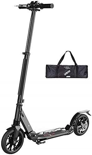 Scooter : HAO KEAI Kick Scooters for Teens / Adults Scooters Adult Adult Kick With Big Wheels And Disc Hand Brake Folding Dual Suspension Commuter Adjustable Height Supports 220 Lbs (Color : Black)