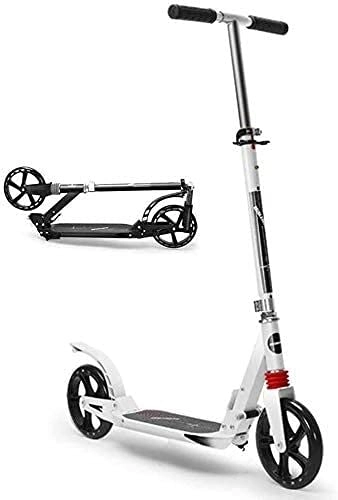 Scooter : HAO KEAI Kick Scooters for Teens / Adults Scooters Adult Adult Kick With Big Wheels And Dual Suspension Easy Folding Push For Kids Teens Rear Fender Brake Adjustable Handlebar Height (Color : White)