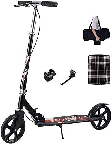 Scooter : HAO KEAI Kick Scooters for Teens / Adults Scooters Adult Big Wheels Adult Kick With Hand Brake - Folding Commuter With Carry Bag And Storage Basket Adjustable Height Load 150 Kg (Color : Black)