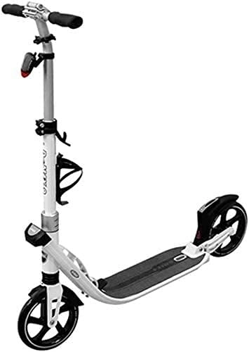 Scooter : HAO KEAI Kick Scooters for Teens / Adults Scooters Adult Folding Kick For Adult Teens Big Wheels Commuter With Dual Suspension Height Adjustable Supports 220 Lbs (Color : White)