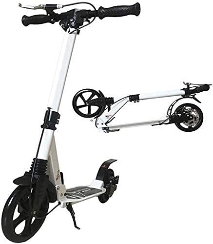 Scooter : HAO KEAI Kick Scooters for Teens / Adults Scooters Adult Kick For Adult Kids Teens - Big Wheels Disc Hand Brake Folding With Dual Suspension Adjustable Height Max 330 Lbs (Color : White)