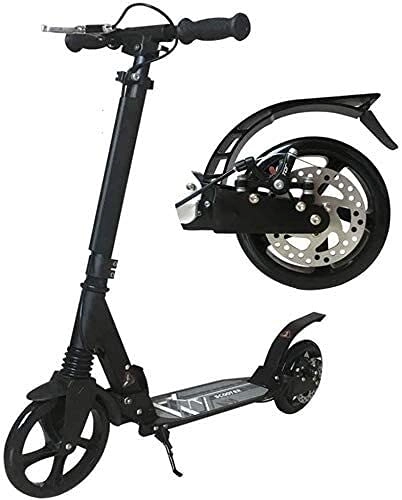 Scooter : HAO KEAI Kick Scooters for Teens / Adults Scooters Adult Kick For Adult Kids Teens - Big Wheels Kick With Disc Hand Brake Folding Dual Suspension Adjustable Height - Supports 330lbs (Color : Black)