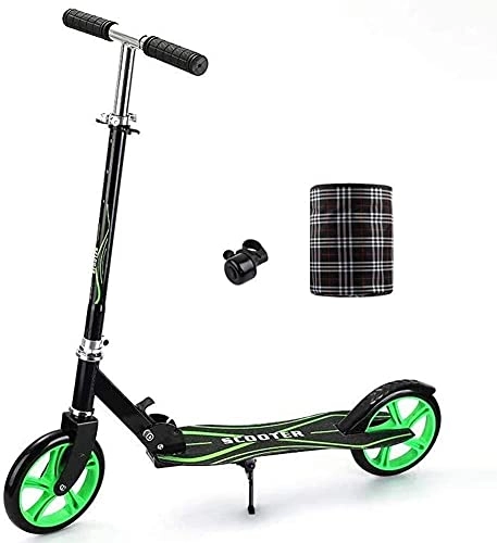 Scooter : HAO KEAI Kick Scooters for Teens / Adults Scooters Adult Lightweight Folding Adult With Big Wheels Portable Street Push With Adjustable Handlebar Rear Brake Max Support 220lbs (Color : Black)