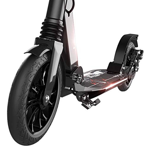 Scooter : HHTX Adult Kick Scooter with Large Wheels and Disc Handbrake, Foldable Dual Suspension Commuter Scooter with Carry Bag - Supports 220lbs (Color : Black)