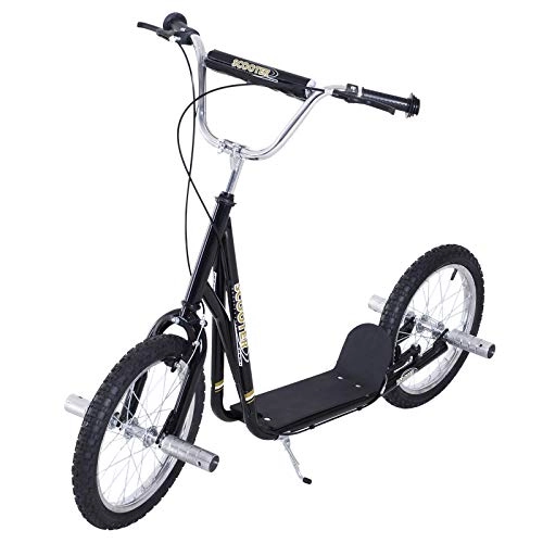 Scooter : HOMCOM Adult Teen Push Scooter Kids Children Stunt Scooter Bike Bicycle Ride On 16" Pneumatic Tyres (Black)