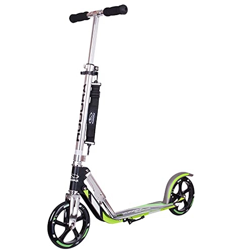 Scooter : Hudora 14695 BigWheel 205-Das Original mit RX Pro Technologie-Tret-Roller klappbar-City-Scooter, schwarz / grün