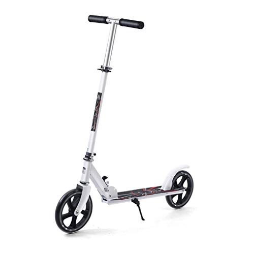 Scooter : HUYYA Kick Scooter for Adult, Adjustable Folding Kick Scooter with Bike-Style Grips andAlloy Anti-Slip Deck, Lightweight, Portable, Max Load 150kg / 330lb, white