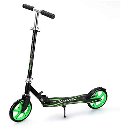 Scooter : HUYYA Kick Scooter for Adult, Folding Height Adjustable Freestyle Kick Scooter, Portable, Max Load 150kg / 330lbs Multiple Colors, black-green