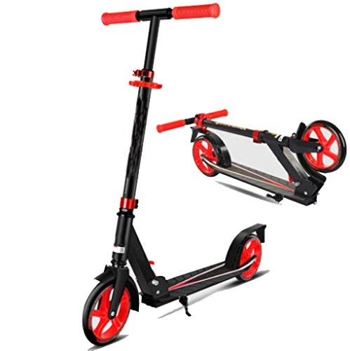 Scooter : HUYYA Kick Scooter for Adult, Folding Height Adjustable Freestyle Kick Scooter, Portable, Max Load 150kg / 330lbs Multiple Colors, black-red
