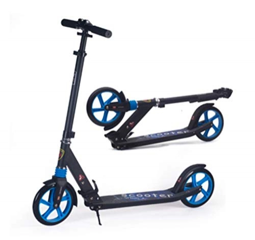 Scooter : HUYYA Scooter for Adult, Folding Kick Scooter 2 Wheel, Quick-Release Folding System, Shock Absorption Mechanism, Max Load 150kg / 330lb, black-blue