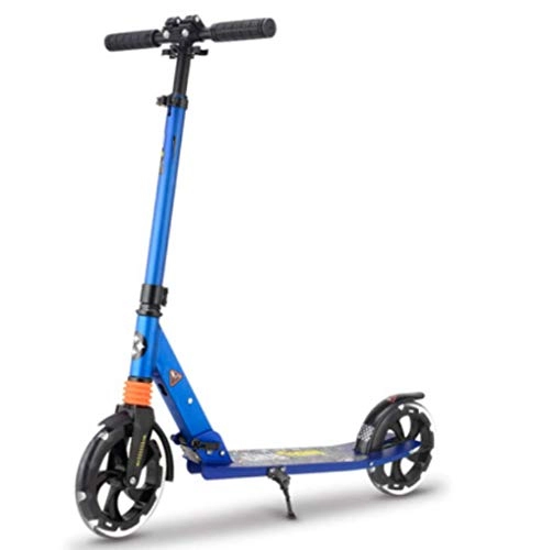 Scooter : HUYYA Scooter for Adult, Quick-Release Folding System + Scooter Shoulder Strap, Big Wheels, Portable Freestyle Kick Scooter, Max Load 100kg / 220lb, blue