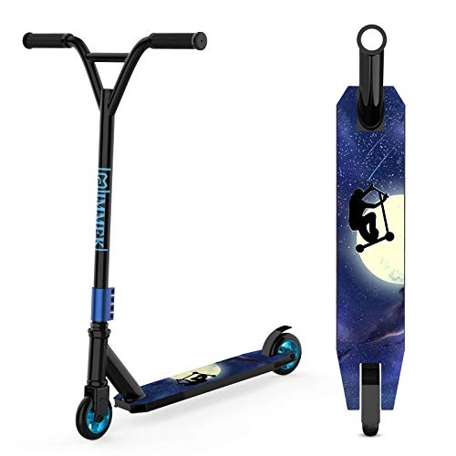 Scooter : IMMEK Stunt Scooter Teenager Trick Scooter Robust Fun Scooter 360° Steering Sports with ABEC-9 Ball Bearings and 100 mm Aluminium Wheels for Children from 6 Years Maximum Load of 100 kg (Black)