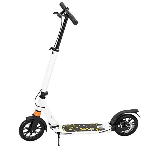 Scooter : jeerbly Scooter For Adult&Teens, 3 Height Adjustable Easy Folding Double Shock Absorber White