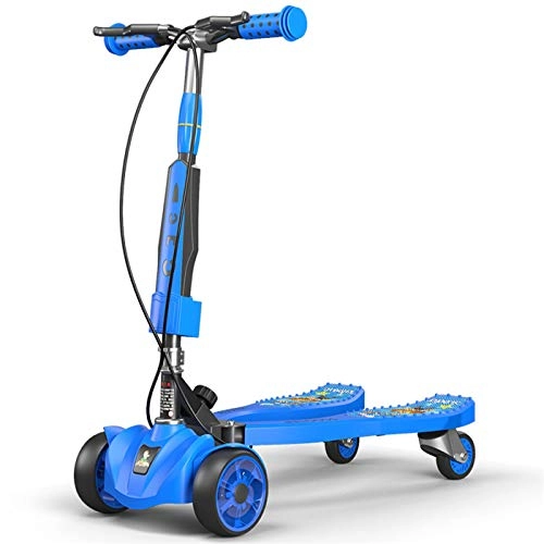 Scooter : JIAODIE 3 Wheel Foldable Scooter, Height Adjustable Tri Slider Swing Scooter, Push Drifting with Handle Kick Wiggle Scooters for Girls & Boys 8 Years Old and Up, Blue