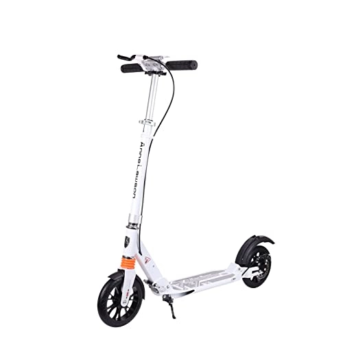 Scooter : jiashibohong Aluminum Alloy Foldable Scooter for Adult, Portable 2 Wheels Caster Board, Disc Braking, White