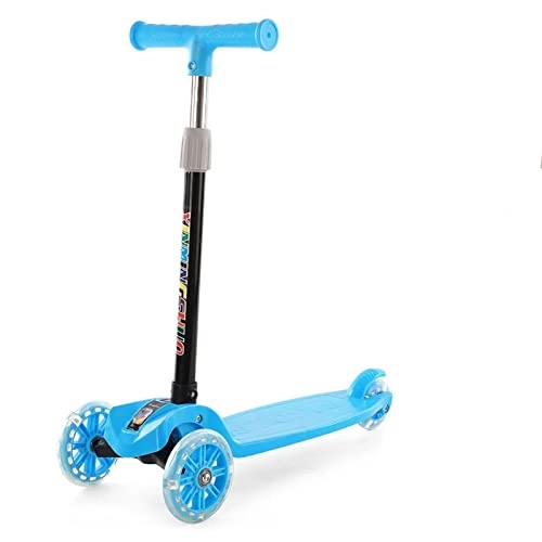 Scooter : JUSTWEIXING Foldable Adjustable Height 3 Wheel City Scooter Gift Scooter Three Wheel Folding Kick scooter (Color : Blue)