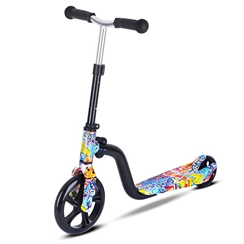 Scooter : JUSTWEIXING Scooter Big Wheel Scooter Folding Kick Scooter Adjustable Height Light Scooter Kick scooter (Color : Color 2)