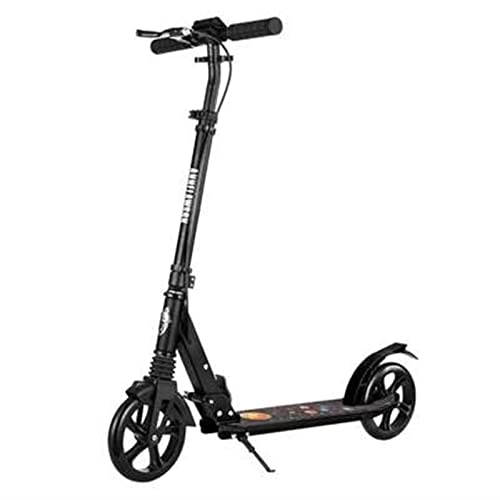 Scooter : JUSTYAOFENG Scooters, Two Large-wheeled Youth Scooters, Foldable Scooter (Color : Black)
