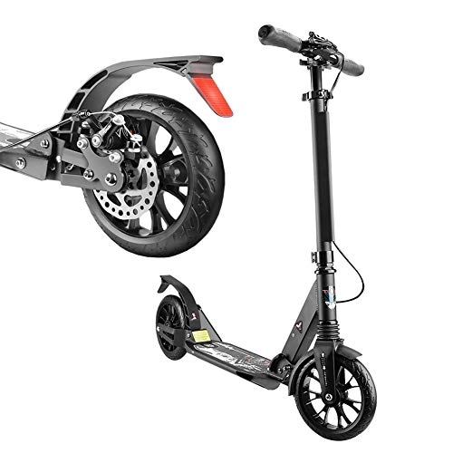 Scooter : Kick scooters Black for Adults 220lb with Disc Handbrake, Folding Height Adjustable Scooter Wheels, for Kids Aged 12+