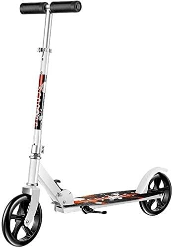 Scooter : Kick Scooters for Teens / Adults Scooters Adult Adult Kick Lightweight Easy Folding Street Push With Adjustable Handlebar 200mm Big Wheels For Teens Kids Ages 12+ Support 330lbs ( Color : White )