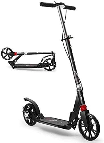 Scooter : Kick Scooters for Teens / Adults Scooters Adult Foldable Adult Kick With Big Wheels & Disc Hand Brake Folding Dual Suspension Commuter Adjustable Handlerbar Height Supports 150kg ( Color : Black )