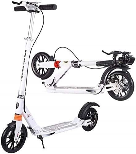 Scooter : Kick Scooters for Teens / Adults Scooters Adult Folding Adult Kick With Big Wheels Disc Hand Brake Deluxe Dual Suspension Commuter Glider Adjustable Height W / Kickstand 220lbs Capacity ( Color : White )
