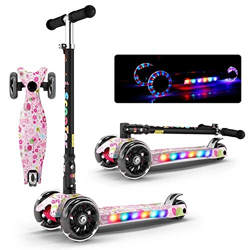 Scooter : Kids Scooter For Toddlers 3 Wheel Scooter For Boy And Girls Big Flashing Wheels 63 Cm~85cm Adjustable Stunt Scooters With Safety Brake Self Balancing Scooters For Ages 2-12 Years