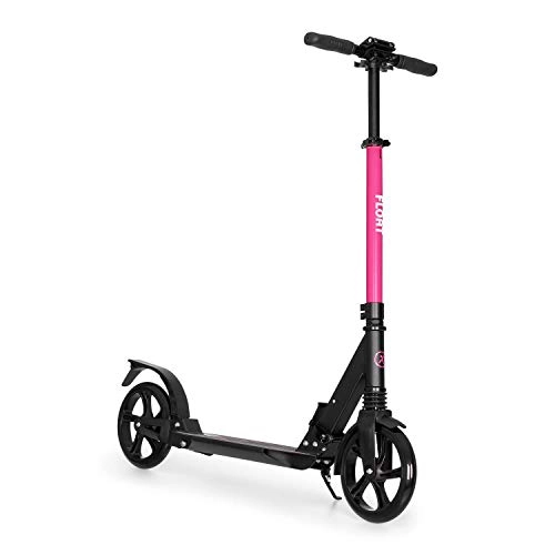 Scooter : Klarfit Float Kick Scooter - Scooter, City Scooter, 200mm XXL PU Wheels, ABEC 7 Ball Bearings, AS-Soft Grips, 1-Click System, Max. 100kg, Double Suspension, Step Brake, Shoulder Strap, Pink