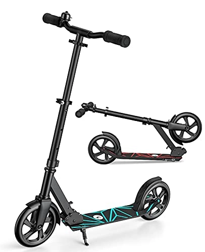 Scooter : Kulobby Scooter for 8 Years and Up with DIY Matte Paper-Kick Scooter for Adults, EVA Foam Cotton Handles , Easy Carrying, Widened and Comfortable Handlebars