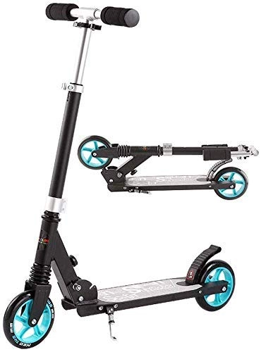 Scooter : LHQ-HQ Portable Kick Scooter Foldable, Aluminum Alloy 2 Wheels Adjustable Height Scooter Compatible with Adult Teen Deluxe Glider, with Kickstand Outdoor Travel, 220lbs Capacity