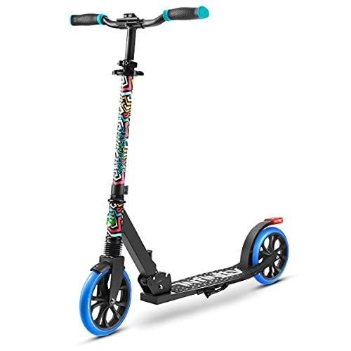 Scooter : Lightweight and Foldable Kick Scooter - Adjustable Scooter for Teens and Adult, Alloy Deck with High Impact Wheels (Graffiti)