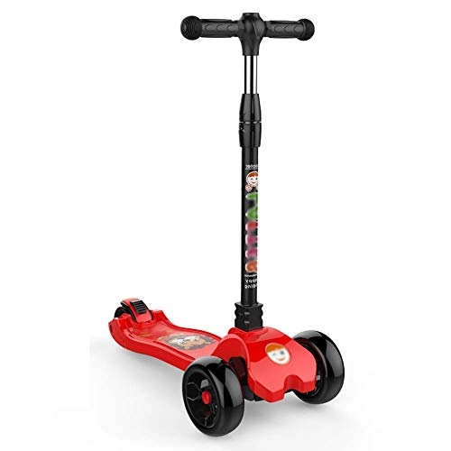 Scooter : LMK Scooter, Outdoor Sports Scooter, Folding with Pu Large Flashing Wheel, Shock Absorbing Adjustable Boy and Girl for 2-14 Year Old, Load 150Kg, Rear Brake Adult Student Toy Balance Car Mini, Red, Red