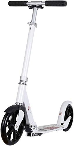 Scooter : lqgpsx Folding Adult Kick Scooter With Big Wheels - Height Adjustable Kickstand, Birthday Gifts for Women / Men / Teens / Kids, Supports 220 lbs (Color : White)