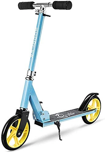 Scooter : lqgpsx Girl Woman Kick Scooter with Big Wheels, Foldable Height Adjustable Commuter Scooter, Gift for Girls and Boys - Supports 200 lbs (Color : Blue)