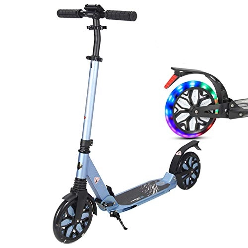 Scooter : LXLA 330 Lbs Adult Kick Scooter with Large Wheels, Wide Deck Men Women Commuter Scooter with Dual Suspension, Foldable & Adjustable Height (Color : Blue)