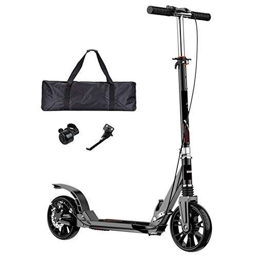 Scooter : LXLA Foldable Kick Scooter for Adults / Teens - All Terrain Big Wheels Scooter with Handbrake, Carry Bag & Suspension - Max Load 150 Kg / 330 Lbs (Color : Black)