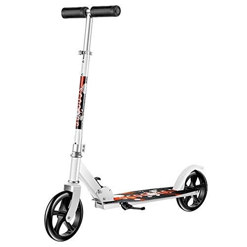 Scooter : LXLA Folding Adult Kick Scooter with Big Wheels (150kg / 300 Lbs), Adjustable Height Commuter Scooter, Birthday Gifts for Women / Men / Teens / Kids (Color : White)