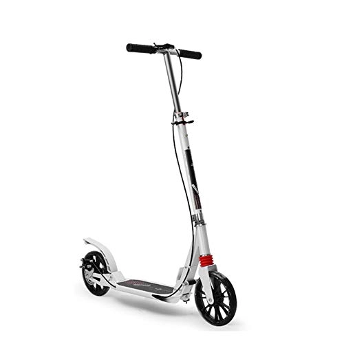 Scooter : LYC Folding Kick Scooter For Adult Teens Adjustable With Handbrake And Big Wheels, Road Work School (Color : White, Size : A)