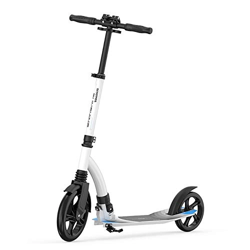 Scooter : LYC Kick Scooter For Adult Teens Foldable And Adjustable With Big Wheels, Road Work School (Color : White)