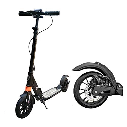 Scooter : LYC Kick Scooter For Adult Teens Foldable And Adjustable With Handbrake Big Wheels, Road Work School (Color : Black)