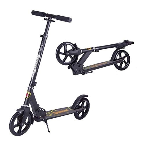 Scooter : LYC Outdoor Riding Portable Scooter-Adult Kick Scooter with Big Wheels - Folding Commuter Scooter for Youth Kids, Adjustable Height - Supports 100 Kg, (Color : Black)